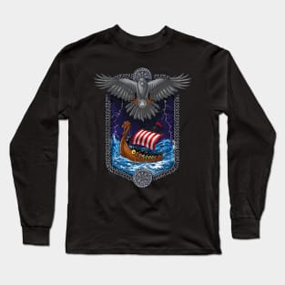 Nordic Mythology Viking Ship Long Sleeve T-Shirt